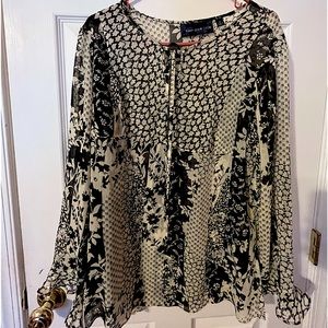 Sheer long sleeve blouse size M